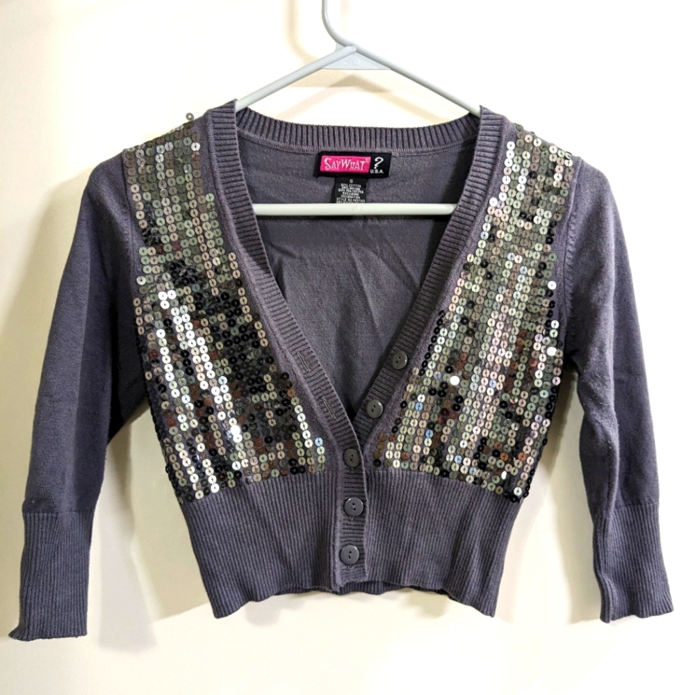 🌕 Say What sequin crop cardigan